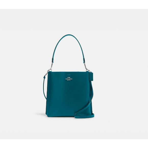 Coach Deep Turquoise Mollie Bucket Bag With Signature Canvas Interior - Picture 1 of 5